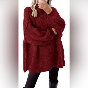 Women's Oversized Burgundy Sweater- size Large